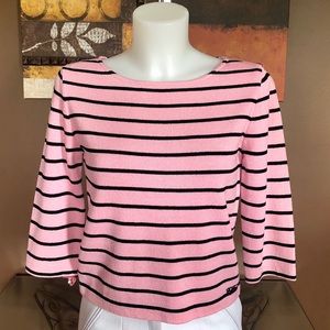 St John Sport Pink w/Black Stripes Sweater Size P
